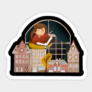 bookworm daydreaming child Sticker